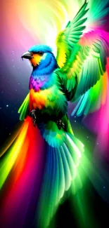 Colorful rainbow bird art for mobile wallpaper.