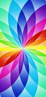 A vibrant rainbow blossom pattern wallpaper for mobile phones.