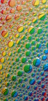 Vibrant rainbow bubbles creating a dynamic phone wallpaper.