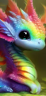 Colorful rainbow dragon illustration for mobile wallpaper.