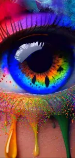 Colorful rainbow eye with artistic design and vibrant hues.