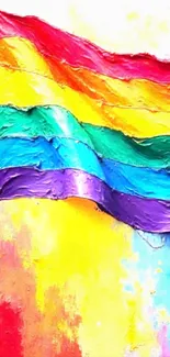 Vibrant and colorful rainbow flag artwork.