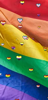 Vibrant rainbow flag waving proudly with bright, bold colors.