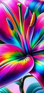 Colorful rainbow flower with vibrant petals.