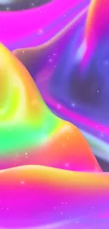 Abstract rainbow fluid wallpaper with vibrant colors.