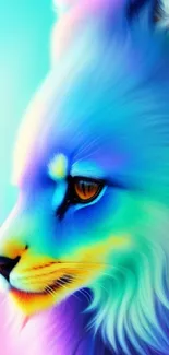 Vibrant rainbow-colored fox illustration for mobile wallpaper.