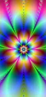 Vibrant fractal art displaying rainbow colors and intricate patterns.