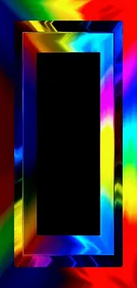 Vibrant rainbow frame wallpaper for phones, featuring colorful abstract patterns.