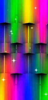 Colorful rainbow geometric pattern wallpaper.