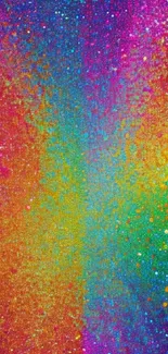 Vibrant rainbow glitter wallpaper with multicolor sparkles.