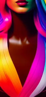 Vibrant rainbow hair art wallpaper with colorful hues and artistic style.