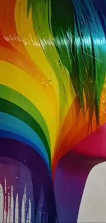 Vibrant rainbow hairstyle with artistic design.