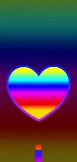 Vibrant rainbow heart with gradient backdrop.