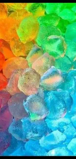 Vibrant rainbow-colored ice cube wallpaper for mobile screen.