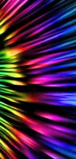 Vibrant wallpaper with rainbow light rays and dynamic colors.