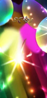 Vibrant rainbow light wallpaper with colorful gradients and stars.