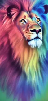 Vibrant multicolor lion art wallpaper for mobile.