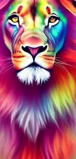 Colorful rainbow lion art for phone wallpaper.