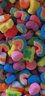 Vibrant wallpaper of rainbow marshmallows.