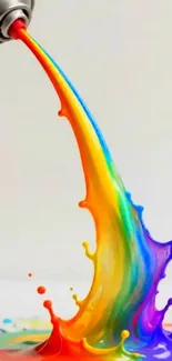 Dynamic rainbow paint splash from a spray can, vibrant and colorful.