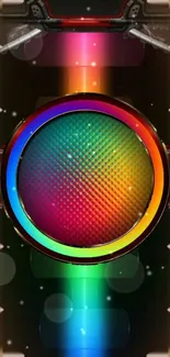 Colorful rainbow circle on black background wallpaper.