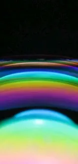 Vibrant rainbow effect on black phone wallpaper background.