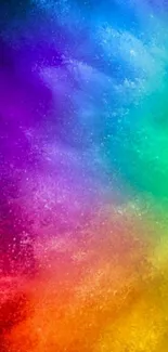 A vibrant rainbow abstract wallpaper with swirling colors from red to violet.