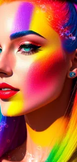 Colorful rainbow portrait wallpaper with vibrant hues.