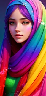 Vibrant rainbow portrait wallpaper for mobile.