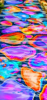 Vibrant multicolored stones in a river path.