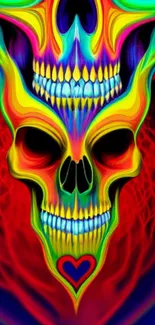 Vibrant rainbow skull wallpaper for mobile phone.