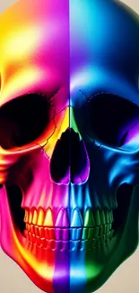 Vibrant rainbow skull art with bold colors.