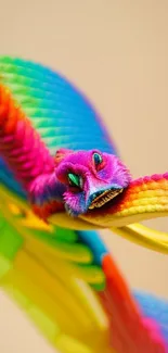 Vibrant rainbow-colored snake art design for phone wallpaper.