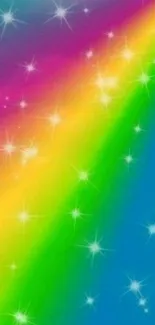 Colorful rainbow gradient with sparkling stars.