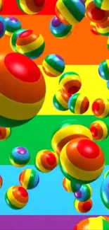Colorful 3D rainbow spheres against a vibrant background.
