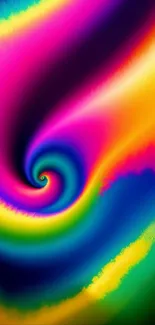 Vibrant rainbow spiral art wallpaper for mobile screen.