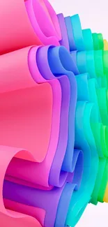 Vibrant rainbow spiral wallpaper with artistic color blend and curves.