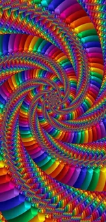 Vibrant rainbow spiral abstract wallpaper with colorful patterns.