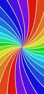 Vibrant rainbow spiral wallpaper with dynamic colors and hypnotic pattern.