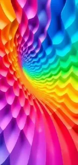 Vibrant rainbow spiral abstract wallpaper.