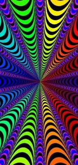 Vibrant rainbow spiral wallpaper with colorful patterns.