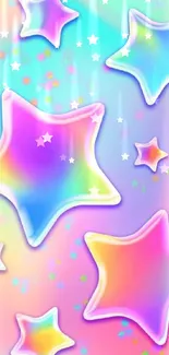 Colorful wallpaper with vibrant rainbow stars.