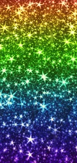 Vibrant gradient wallpaper with rainbow stars.