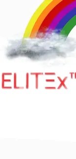 Rainbow emerging from storm clouds with ELITEx logo.