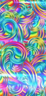 Vibrant rainbow swirl pattern mobile wallpaper with colorful psychedelic design.