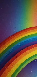 Vibrant rainbow arc against a purple sky.