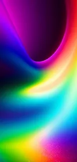 Vibrant rainbow wave design mobile wallpaper with abstract gradient colors.