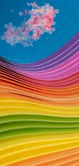 Vibrant rainbow wave mobile wallpaper with dynamic gradient colors.