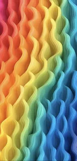 Colorful rainbow wave pattern wallpaper, perfect for a vibrant phone background.