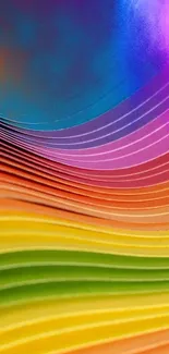 Colorful abstract wallpaper with vibrant rainbow waves.